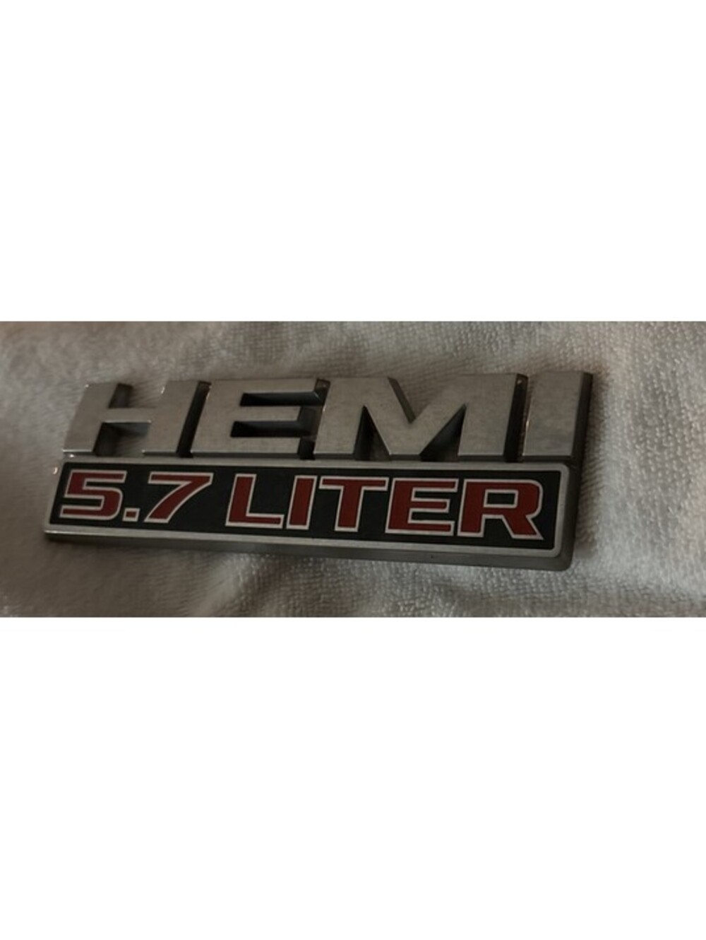 Hemi 5.7L Fender Emblem Mopar 68149700AA, Used OEM 6”